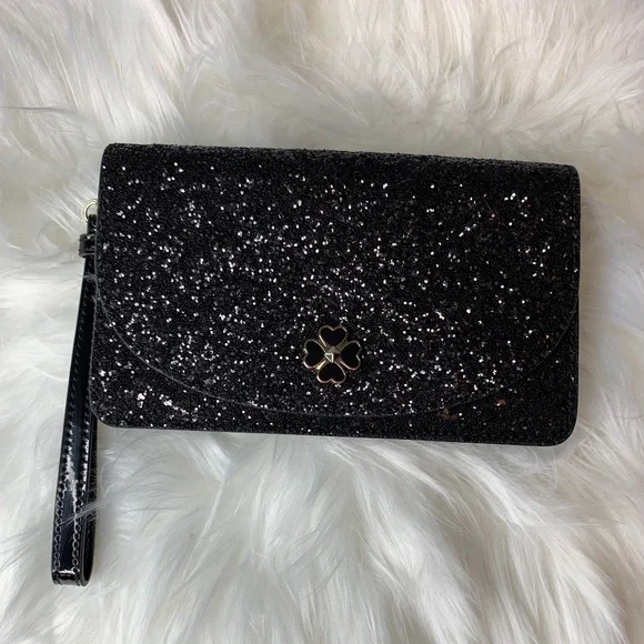 kate spade Small Multifunctional Wristlet Odette Glitter Black